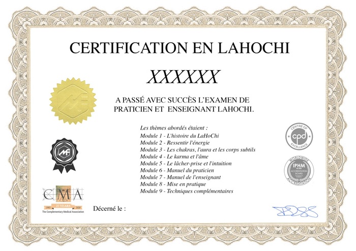 Formation certifiée IPHM en Lahochi